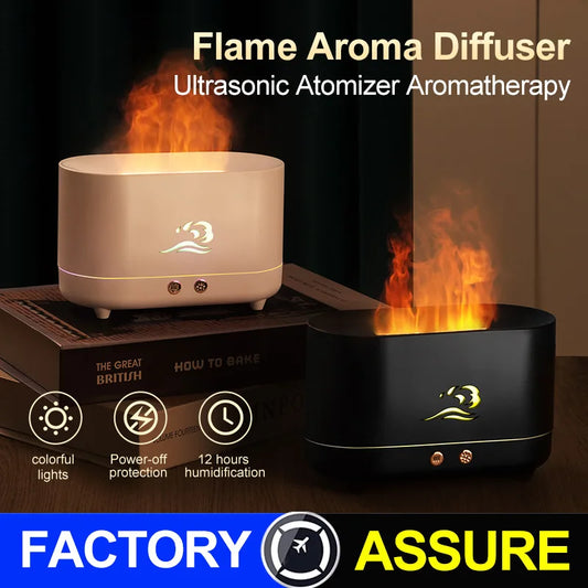 Flame Air Humidifier 225ml Home Electric Ultrasonic Aroma Can Be added Essential Oil With 7 Color LED Mist Sprayer
