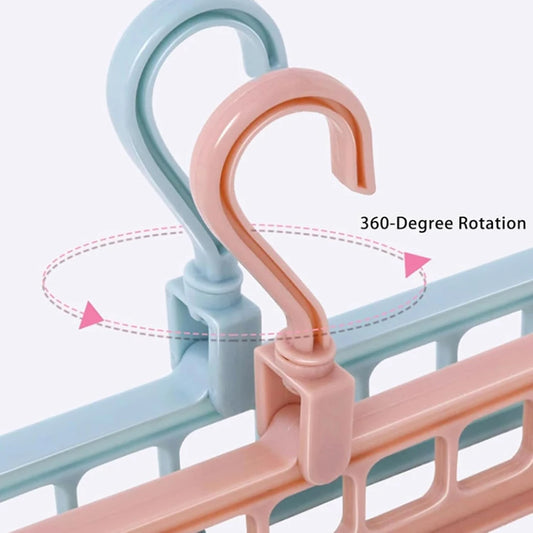 9 in 1 Holes Smart Hange Colors Random Rotate Anti-Skid Folding Hanger Multi Space Saving Heavy Duty Nine-Hole Plastic Hangers