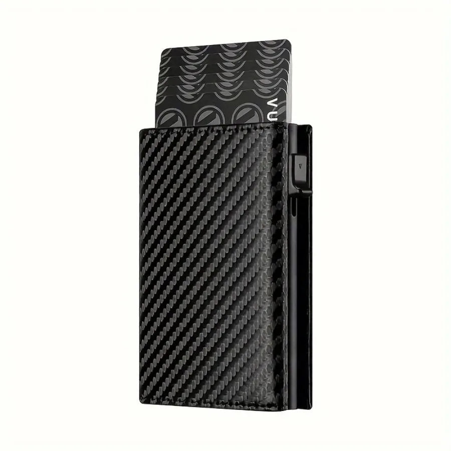 Men's Wallet with Zipper - Automatic Pop-up Metal Credit Card Holder