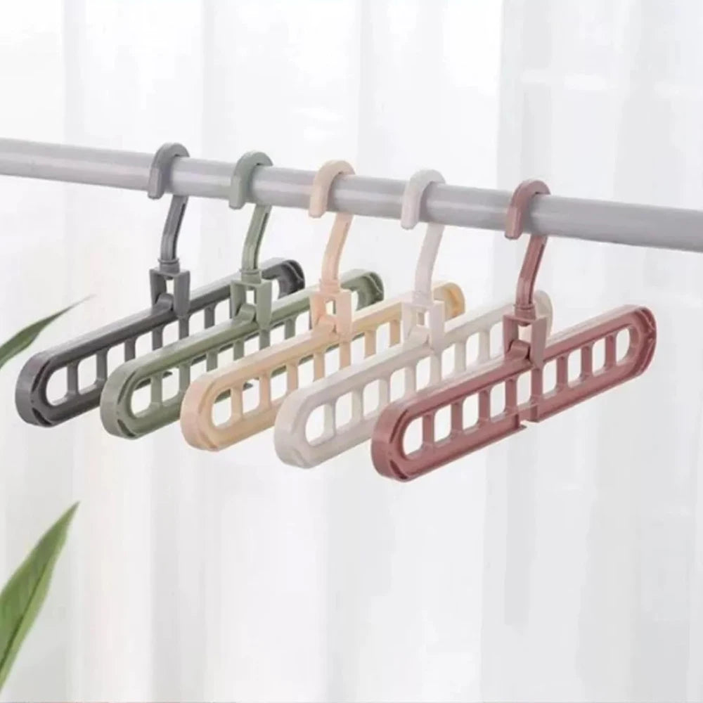 9 in 1 Holes Smart Hange Colors Random Rotate Anti-Skid Folding Hanger Multi Space Saving Heavy Duty Nine-Hole Plastic Hangers