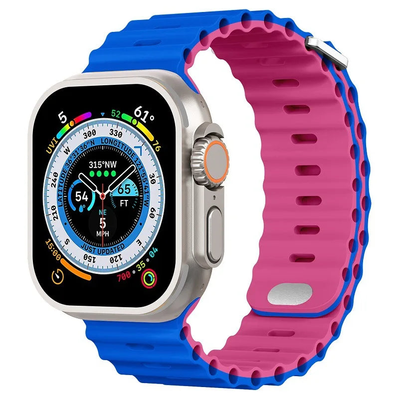 Ocean Strap for Apple Watch Ultra 3 2 Band 49mm Series 45mm 41mm 46mm 42mm 40 44mm Silicone Watchband iWatch 11 10 9 8 7 6 5 SE2