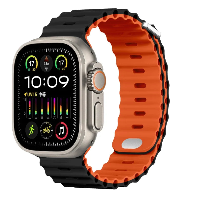 Ocean Strap for Apple Watch Ultra 3 2 Band 49mm Series 45mm 41mm 46mm 42mm 40 44mm Silicone Watchband iWatch 11 10 9 8 7 6 5 SE2