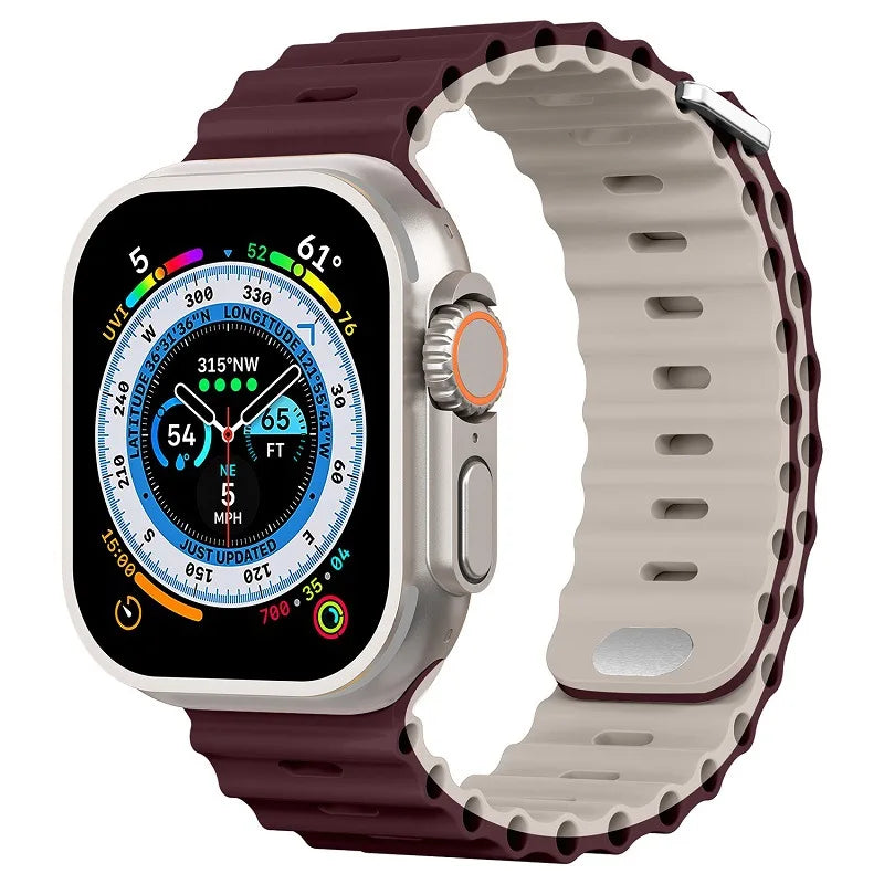 Ocean Strap for Apple Watch Ultra 3 2 Band 49mm Series 45mm 41mm 46mm 42mm 40 44mm Silicone Watchband iWatch 11 10 9 8 7 6 5 SE2