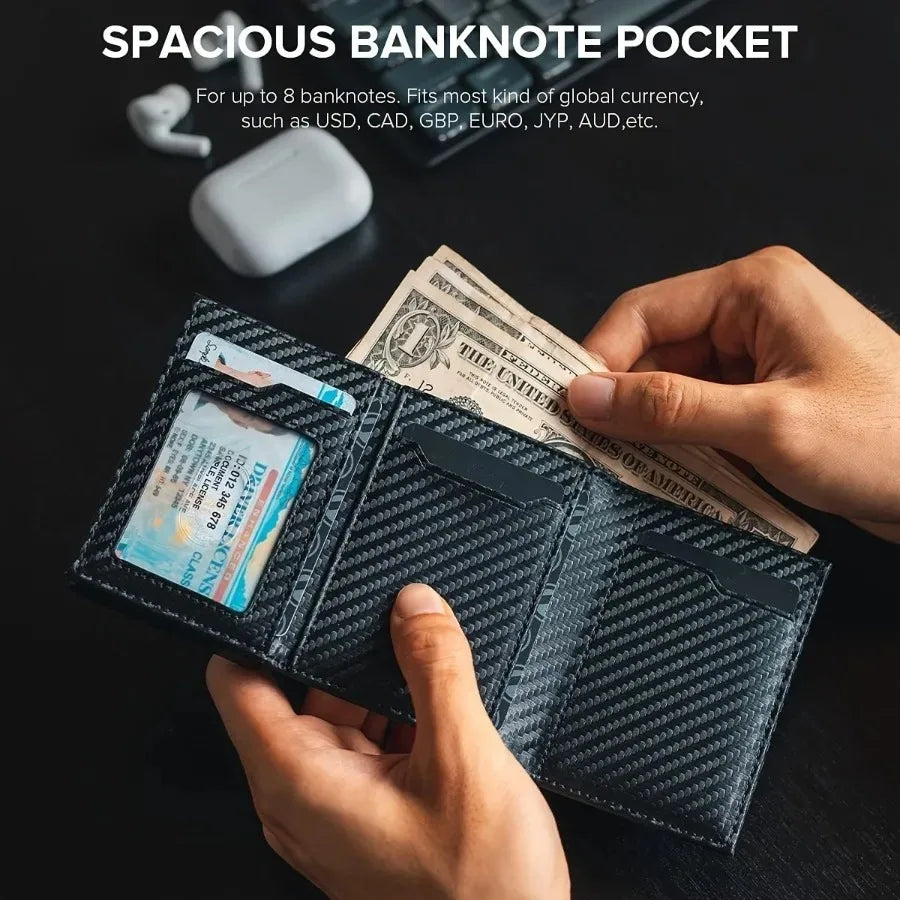 Men's Wallet with Zipper - Automatic Pop-up Metal Credit Card Holder