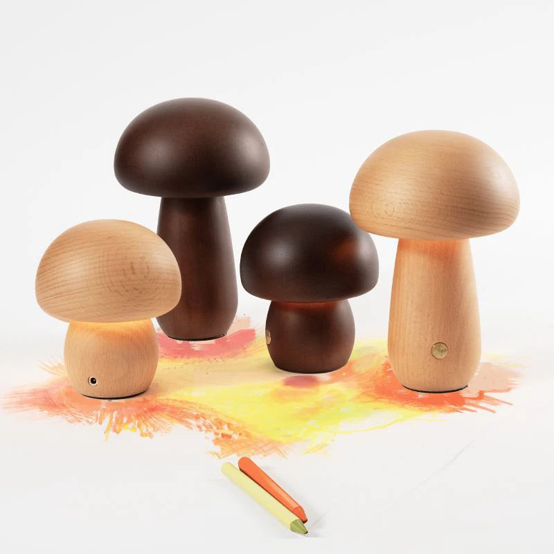 Mushroom Table Lamp LED Night Light with Touch Switch Wooden Cute Bedside Bedroom Children's Room Sleep Night Light Cosy Gift