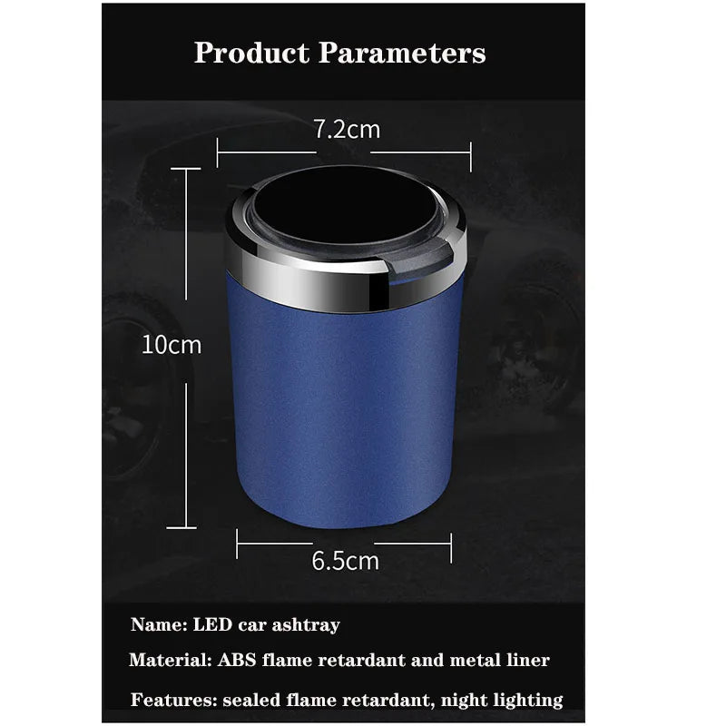 Car ashtray with blue LED light for BMW M E46 E90 E60 F01 F10 F20 F30 E36 E39 E87 M1 M2 M3 M5 X1 X3 X4 X5 X6 X7 G01 G02 G05 G30
