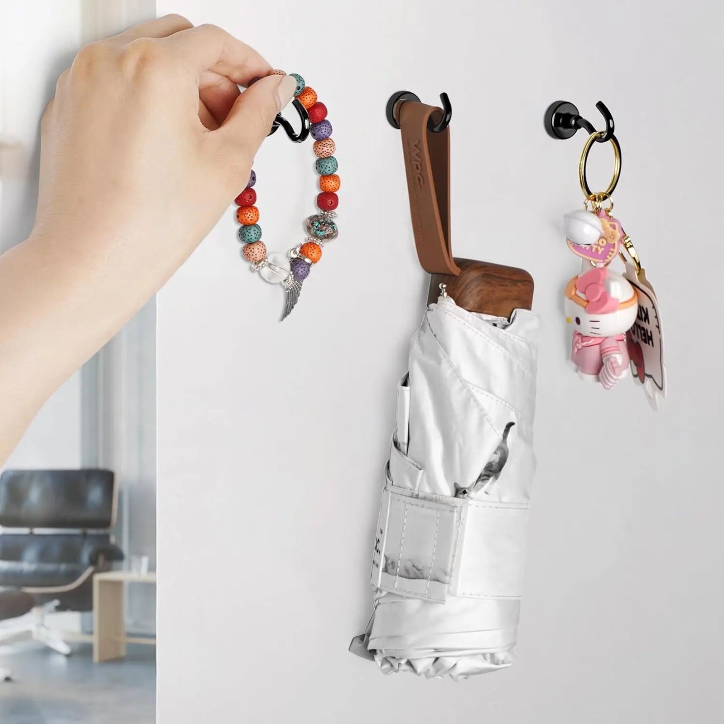 Magnetic Hooks Heavy Duty for Hanging, Magnet with Hooks for Home, Kitchen, Workplace, Office (Black, Pack of 4/6/8/12)