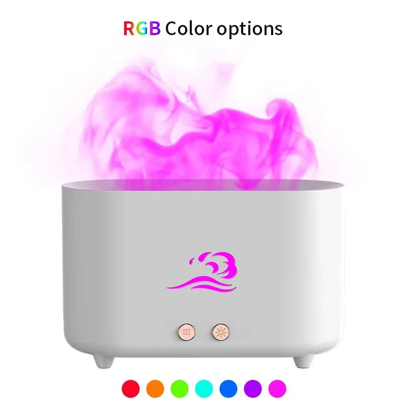 Flame Air Humidifier 225ml Home Electric Ultrasonic Aroma Can Be added Essential Oil  With 7 Color LED Mist Sprayer