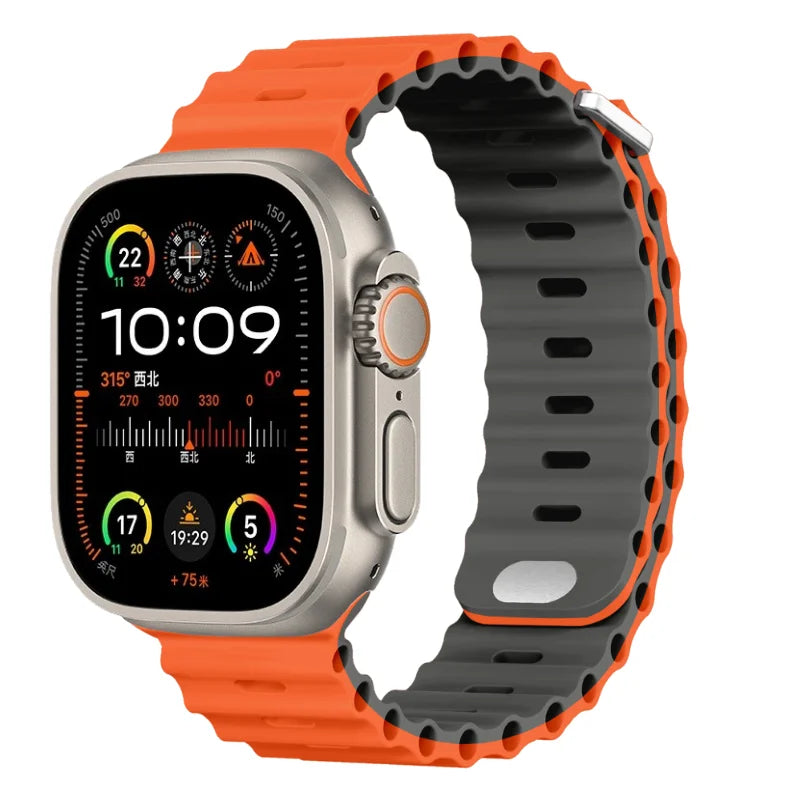 Ocean Strap for Apple Watch Ultra 3 2 Band 49mm Series 45mm 41mm 46mm 42mm 40 44mm Silicone Watchband iWatch 11 10 9 8 7 6 5 SE2