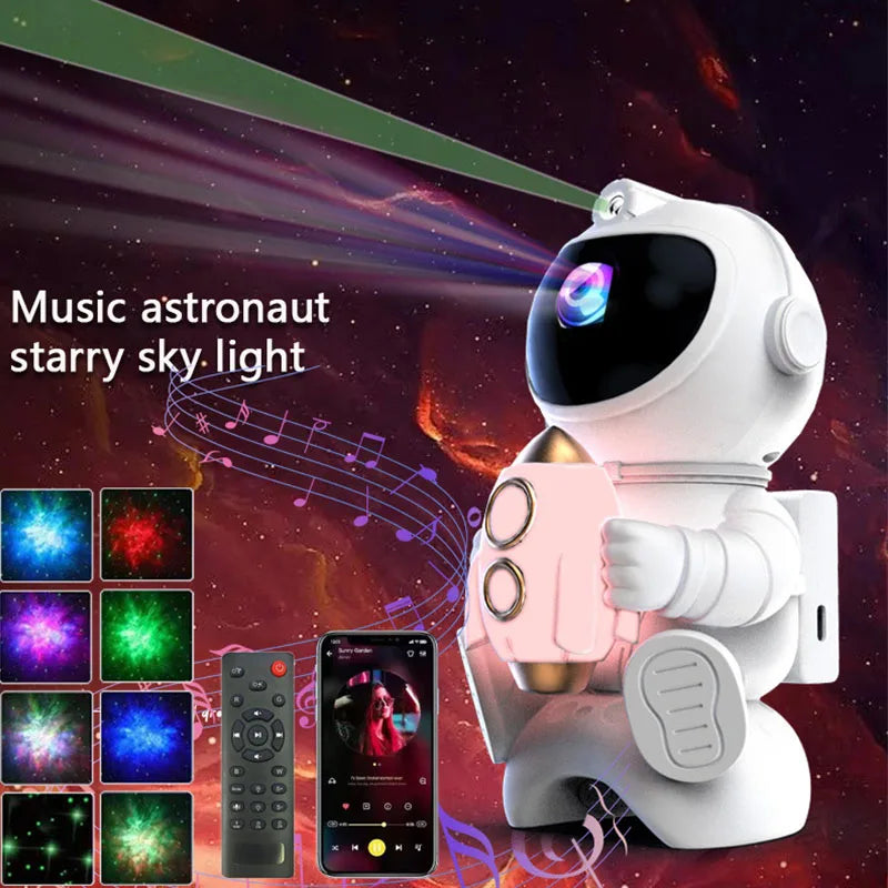 Astronaut Galaxy Projector ,with Remote Control,Bluetooth Speaker,Star Rocket Night Light for Kids, Ceiling, Gifts, Room Decor