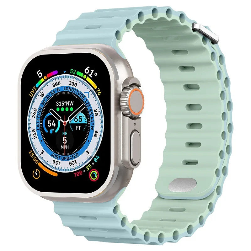 Ocean Strap for Apple Watch Ultra 3 2 Band 49mm Series 45mm 41mm 46mm 42mm 40 44mm Silicone Watchband iWatch 11 10 9 8 7 6 5 SE2