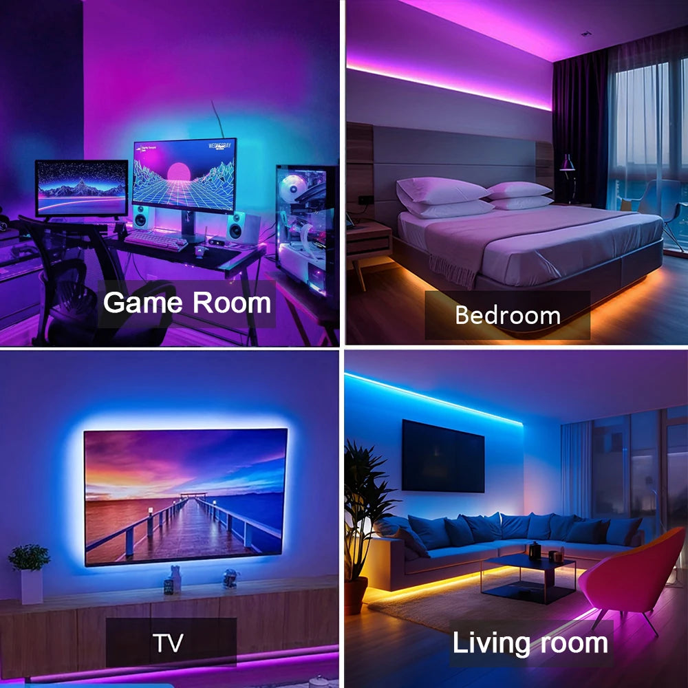 Led Strip Lights Music Sync Led Lights Room with APP Control, Flexible Ribbon Tape Lights for Home Party Decor TV Backlight