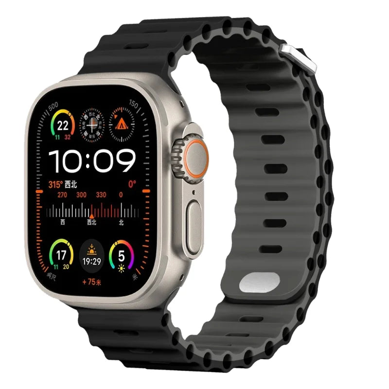 Ocean Strap for Apple Watch Ultra 3 2 Band 49mm Series 45mm 41mm 46mm 42mm 40 44mm Silicone Watchband iWatch 11 10 9 8 7 6 5 SE2