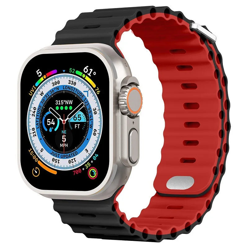 Ocean Strap for Apple Watch Ultra 3 2 Band 49mm Series 45mm 41mm 46mm 42mm 40 44mm Silicone Watchband iWatch 11 10 9 8 7 6 5 SE2