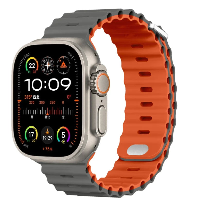 Ocean Strap for Apple Watch Ultra 3 2 Band 49mm Series 45mm 41mm 46mm 42mm 40 44mm Silicone Watchband iWatch 11 10 9 8 7 6 5 SE2