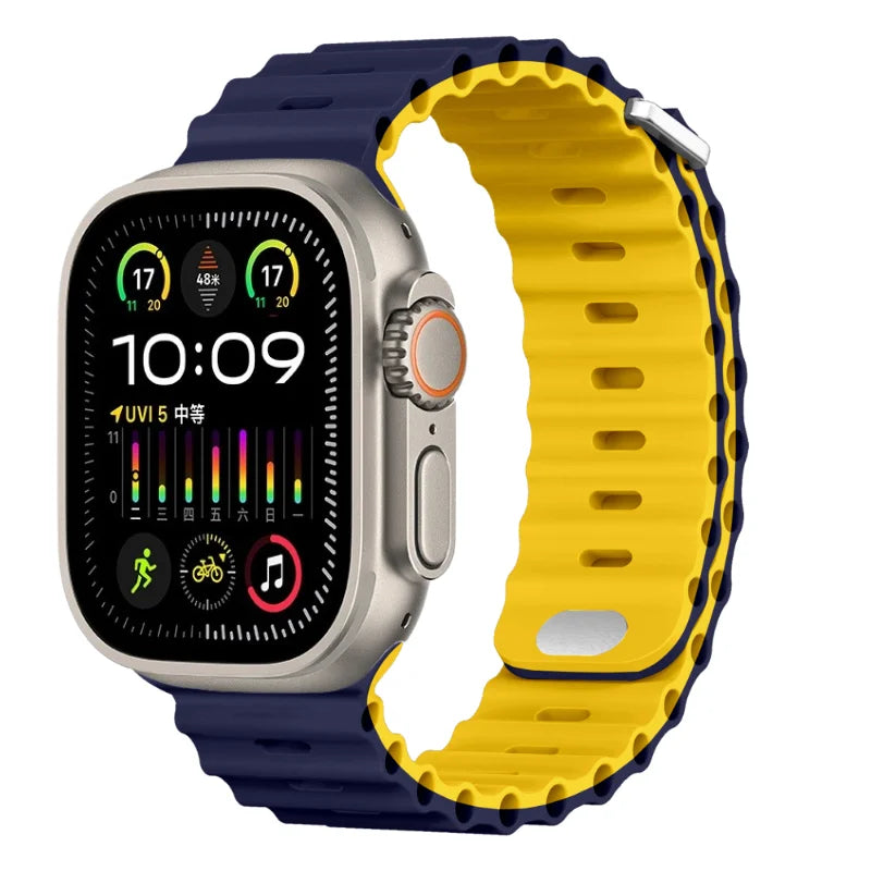 Ocean Strap for Apple Watch Ultra 3 2 Band 49mm Series 45mm 41mm 46mm 42mm 40 44mm Silicone Watchband iWatch 11 10 9 8 7 6 5 SE2