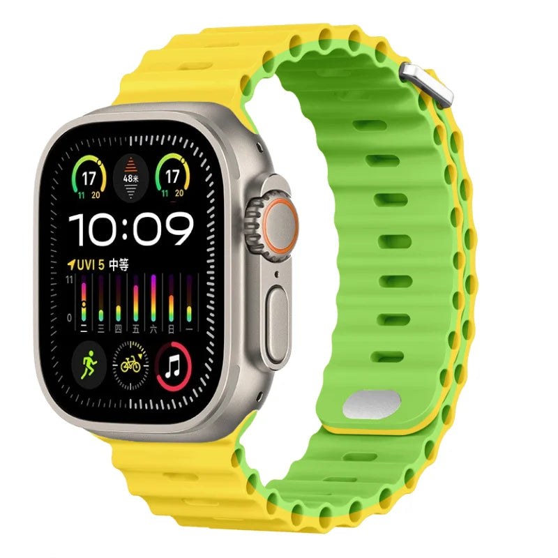 Ocean Strap for Apple Watch Ultra 3 2 Band 49mm Series 45mm 41mm 46mm 42mm 40 44mm Silicone Watchband iWatch 11 10 9 8 7 6 5 SE2