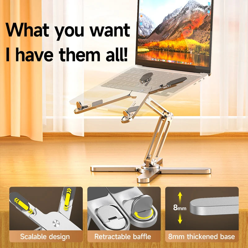 Foldable Laptop Stand 360°Rotation Notebook Table Aluminum Alloy Holder Portable Book Tablet Bracket with Heat Dissipation