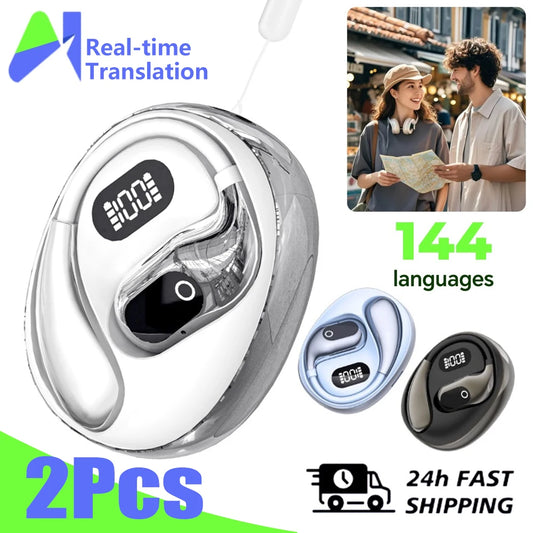 Real Time Translation Headphones 144 Languages Translator Earphones Wireless Bluetooth 5.4 Headsets for Business Office Travel