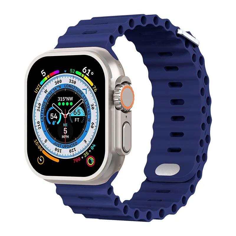 Ocean Strap for Apple Watch Ultra 3 2 Band 49mm Series 45mm 41mm 46mm 42mm 40 44mm Silicone Watchband iWatch 11 10 9 8 7 6 5 SE2