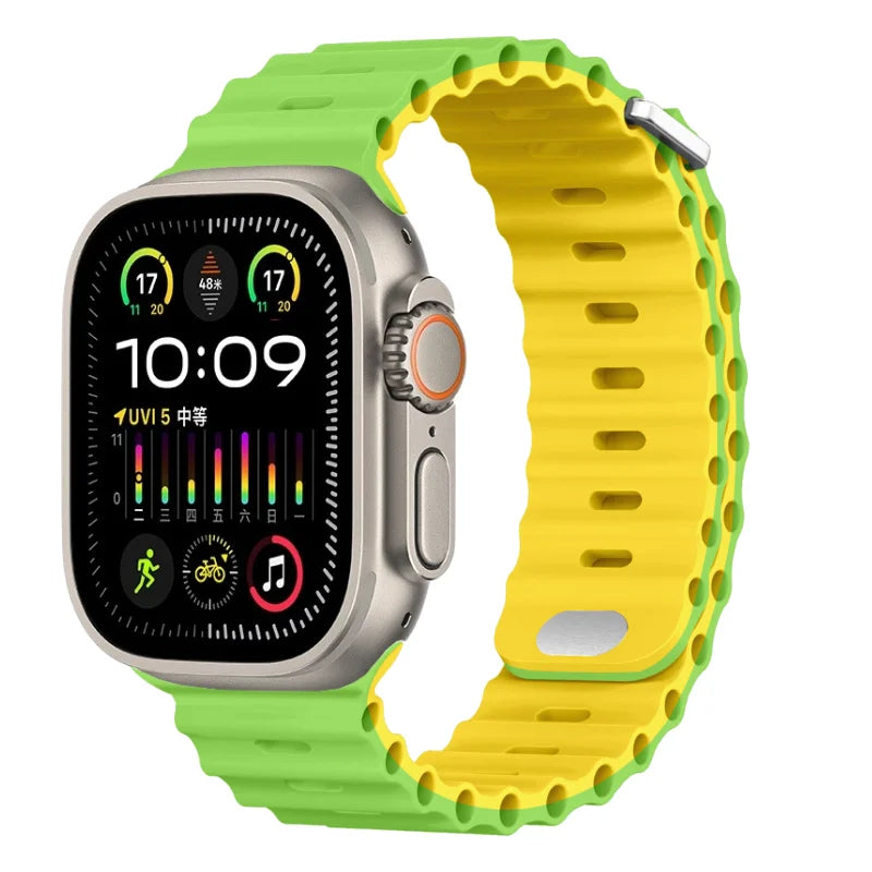 Ocean Strap for Apple Watch Ultra 3 2 Band 49mm Series 45mm 41mm 46mm 42mm 40 44mm Silicone Watchband iWatch 11 10 9 8 7 6 5 SE2