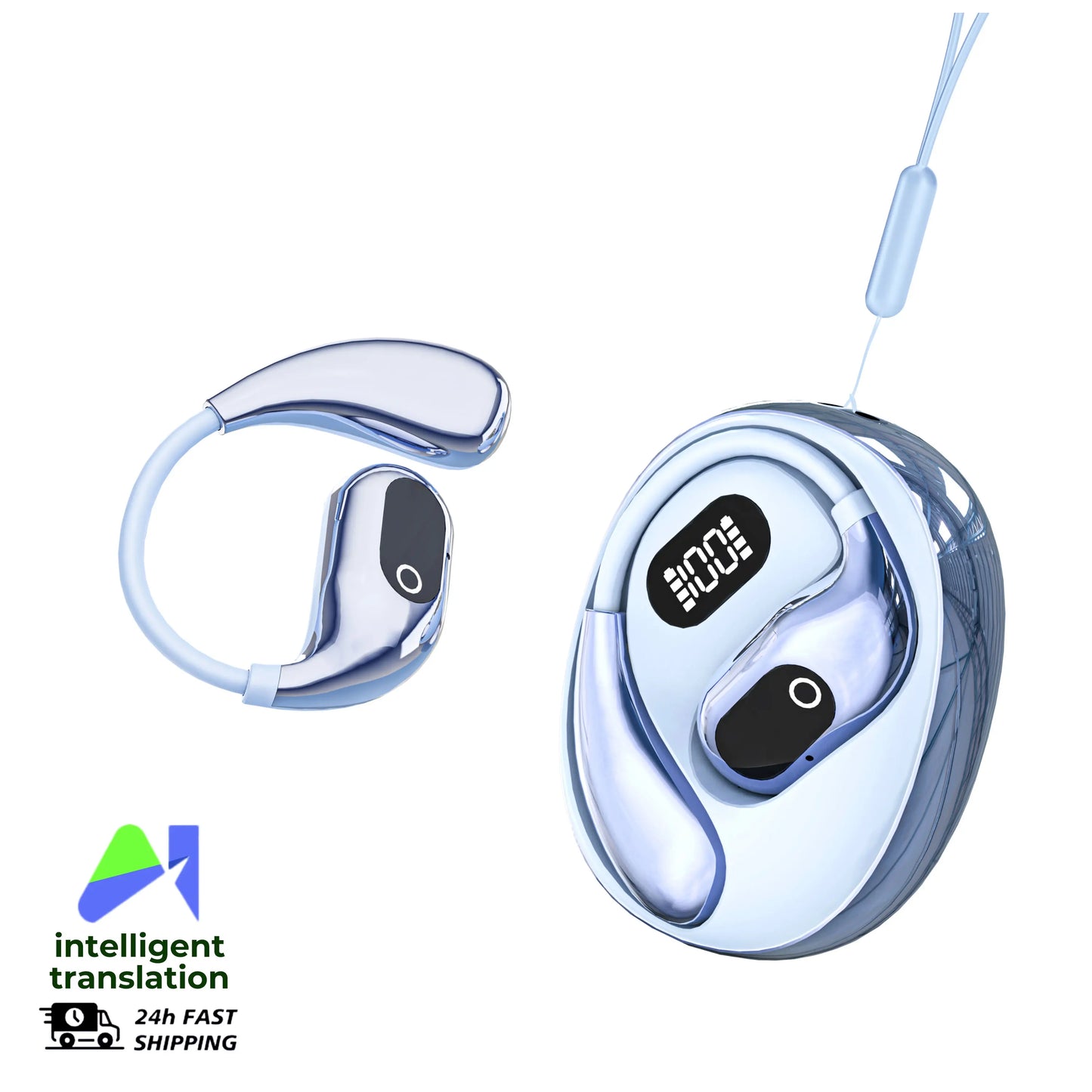 Real Time Translation Headphones 144 Languages Translator Earphones Wireless Bluetooth 5.4 Headsets for Business Office Travel