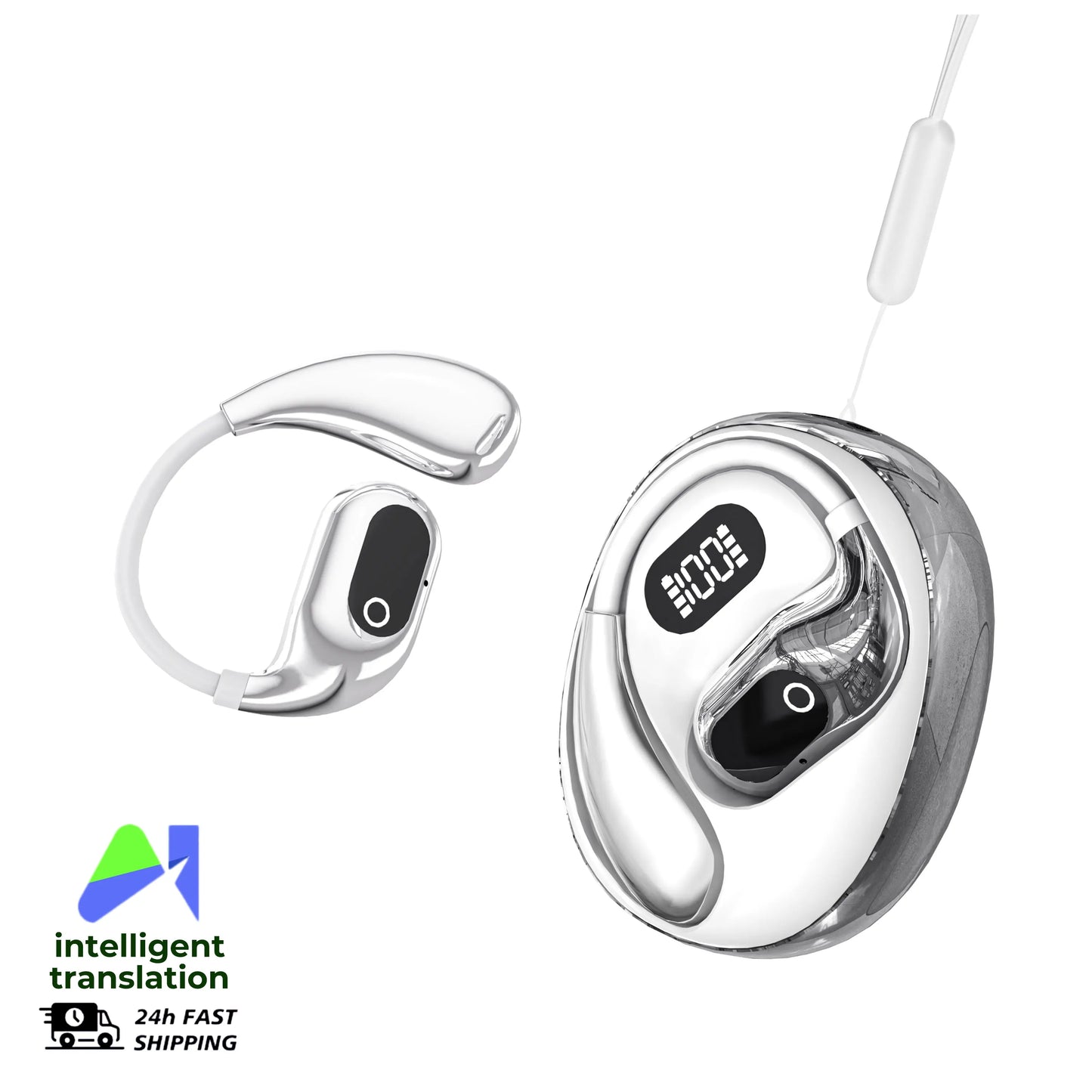 Real Time Translation Headphones 144 Languages Translator Earphones Wireless Bluetooth 5.4 Headsets for Business Office Travel