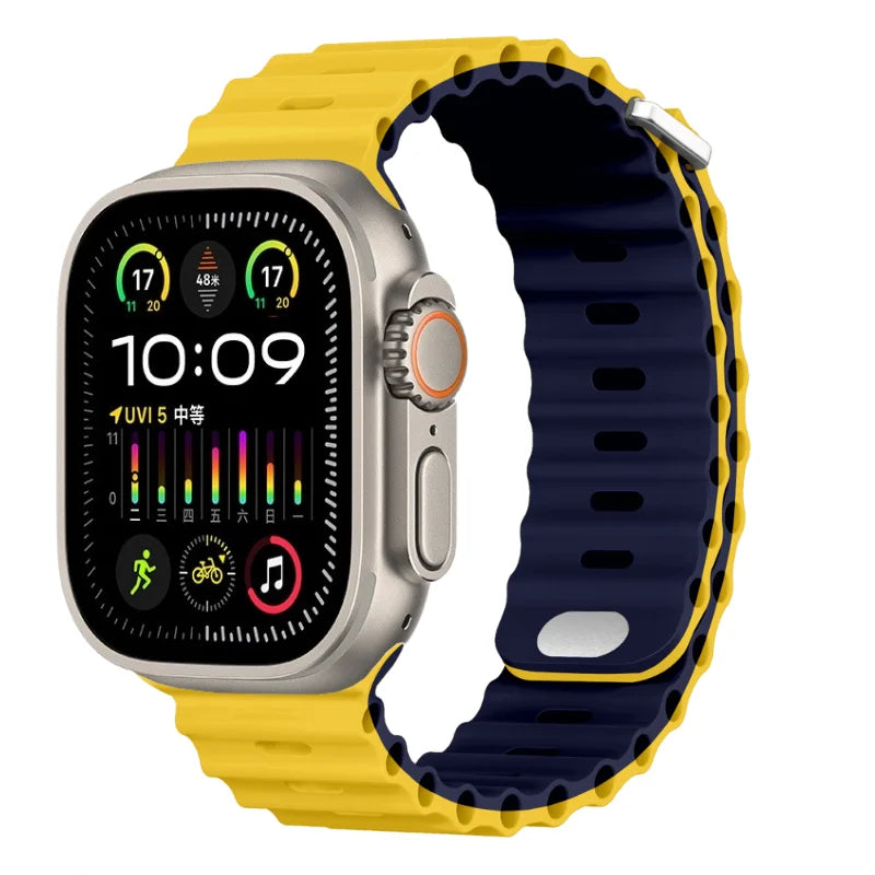 Ocean Strap for Apple Watch Ultra 3 2 Band 49mm Series 45mm 41mm 46mm 42mm 40 44mm Silicone Watchband iWatch 11 10 9 8 7 6 5 SE2