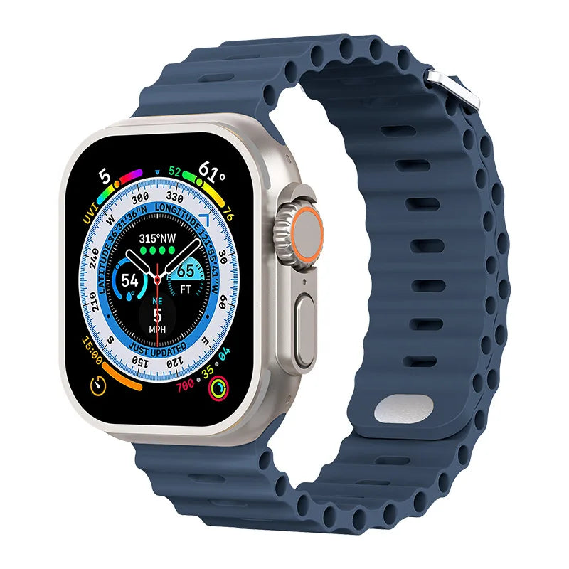 Ocean Strap for Apple Watch Ultra 3 2 Band 49mm Series 45mm 41mm 46mm 42mm 40 44mm Silicone Watchband iWatch 11 10 9 8 7 6 5 SE2