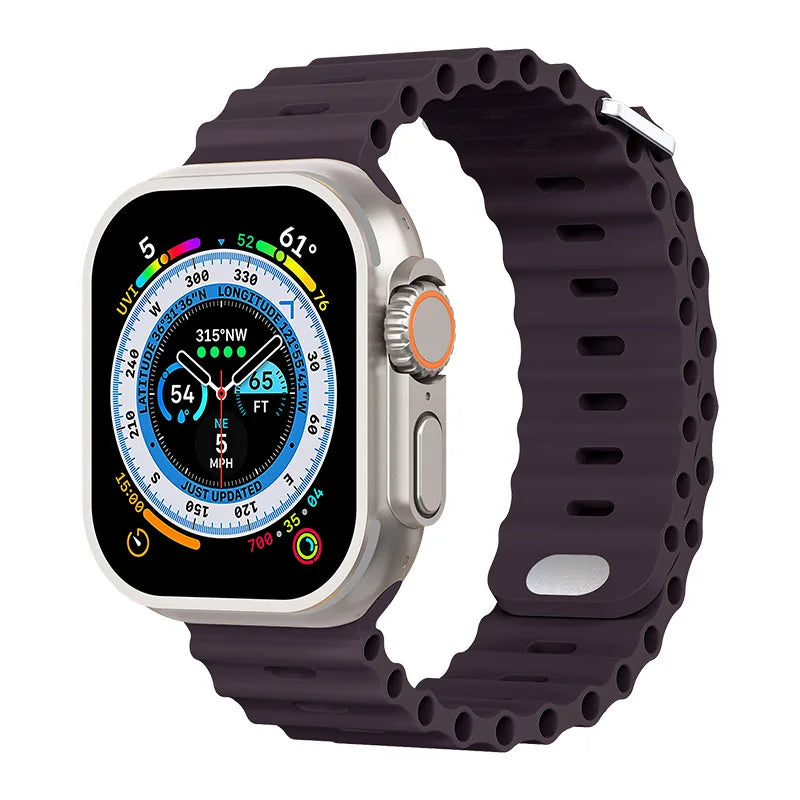 Ocean Strap for Apple Watch Ultra 3 2 Band 49mm Series 45mm 41mm 46mm 42mm 40 44mm Silicone Watchband iWatch 11 10 9 8 7 6 5 SE2
