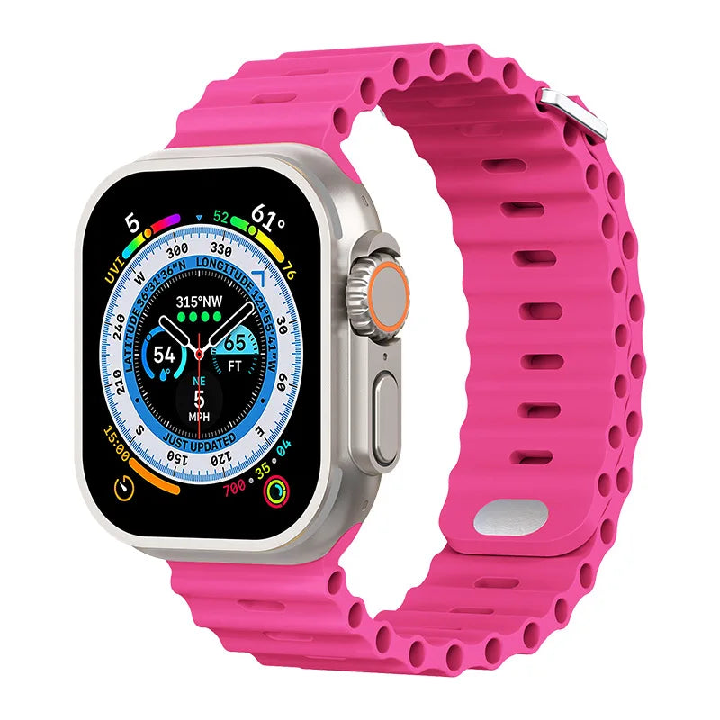 Ocean Strap for Apple Watch Ultra 3 2 Band 49mm Series 45mm 41mm 46mm 42mm 40 44mm Silicone Watchband iWatch 11 10 9 8 7 6 5 SE2