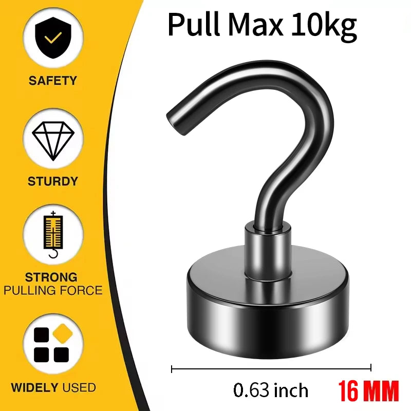 Magnetic Hooks Heavy Duty for Hanging, Magnet with Hooks for Home, Kitchen, Workplace, Office (Black, Pack of 4/6/8/12)