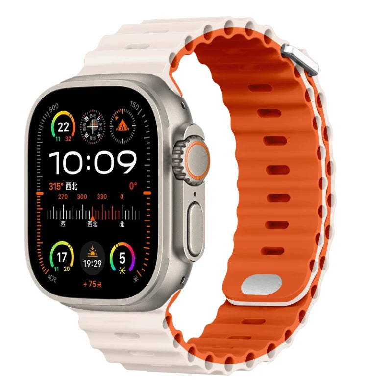 Ocean Strap for Apple Watch Ultra 3 2 Band 49mm Series 45mm 41mm 46mm 42mm 40 44mm Silicone Watchband iWatch 11 10 9 8 7 6 5 SE2