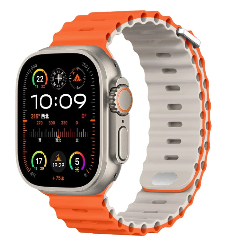 Ocean Strap for Apple Watch Ultra 3 2 Band 49mm Series 45mm 41mm 46mm 42mm 40 44mm Silicone Watchband iWatch 11 10 9 8 7 6 5 SE2