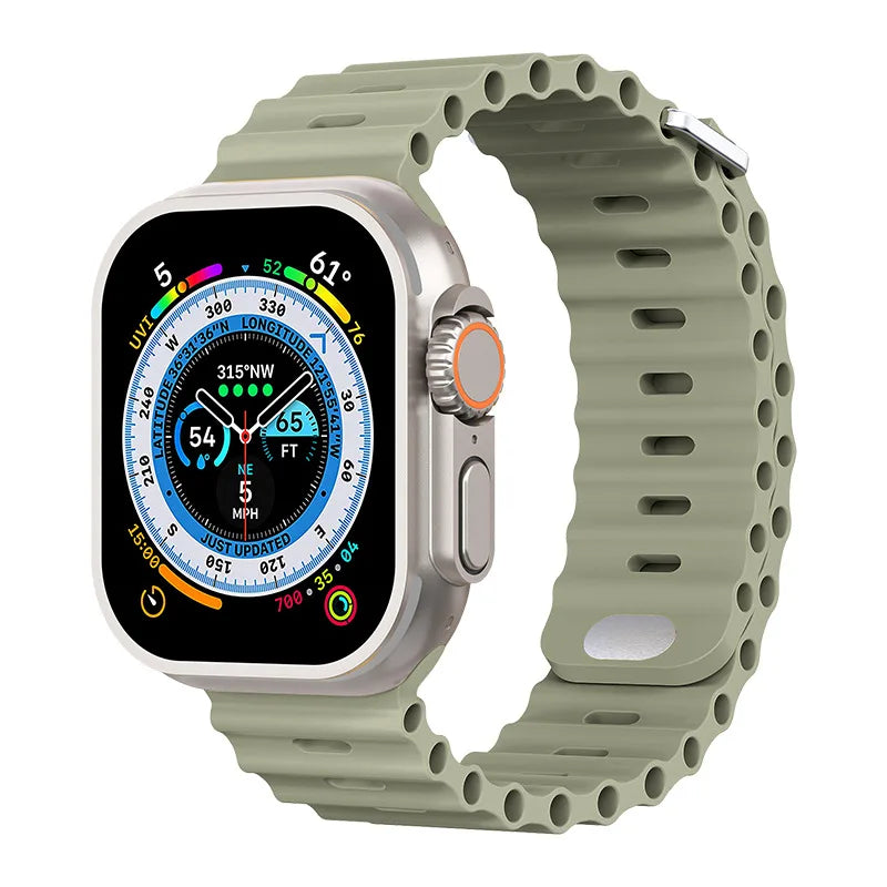 Ocean Strap for Apple Watch Ultra 3 2 Band 49mm Series 45mm 41mm 46mm 42mm 40 44mm Silicone Watchband iWatch 11 10 9 8 7 6 5 SE2
