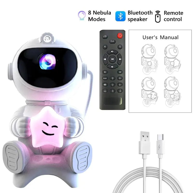 Astronaut Galaxy Projector ,with Remote Control,Bluetooth Speaker,Star Rocket Night Light for Kids, Ceiling, Gifts, Room Decor